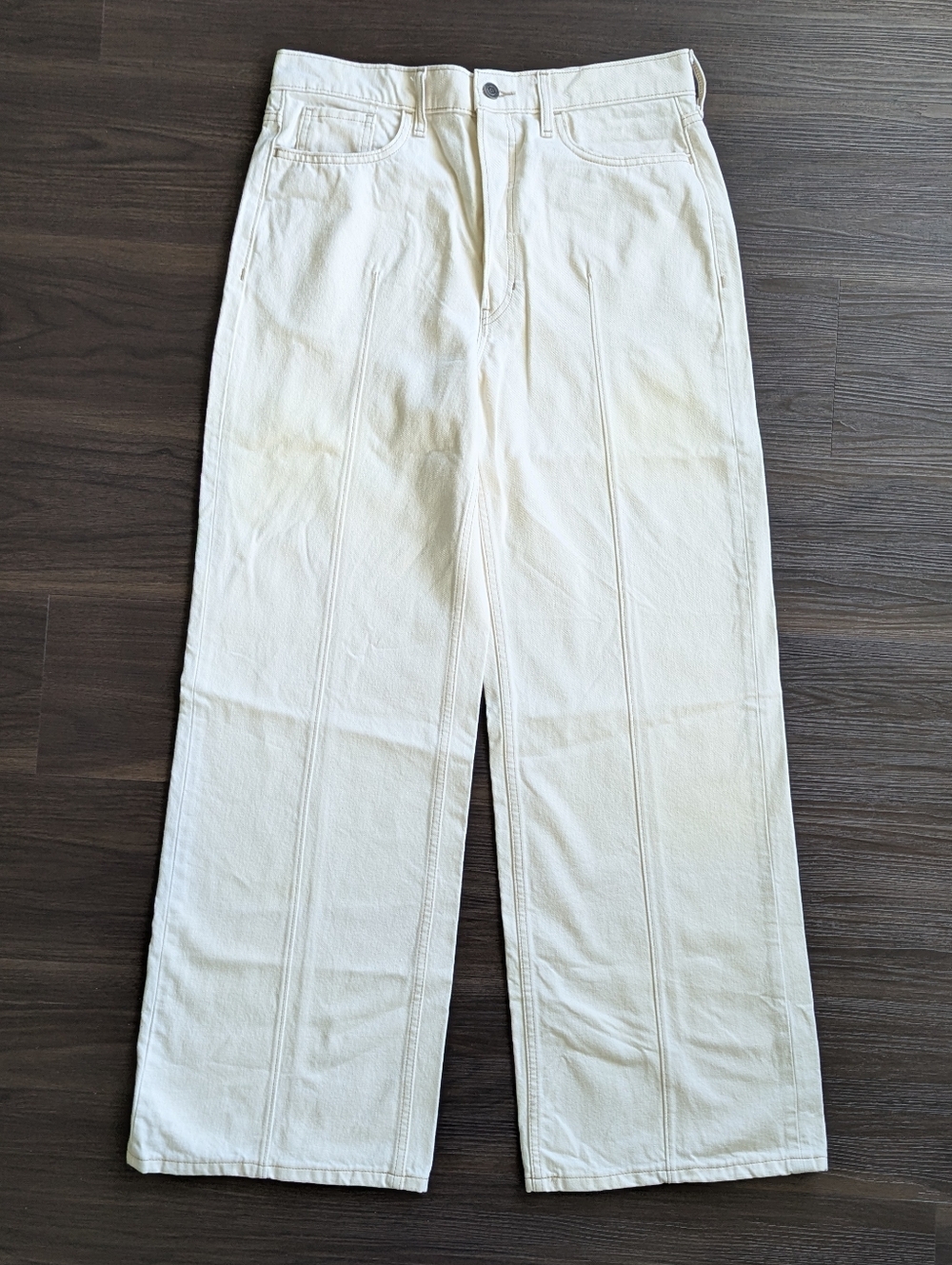 Banana Republic Cream Wide Leg Jeans 32 Coastal Fall Boho Chic Minimalist